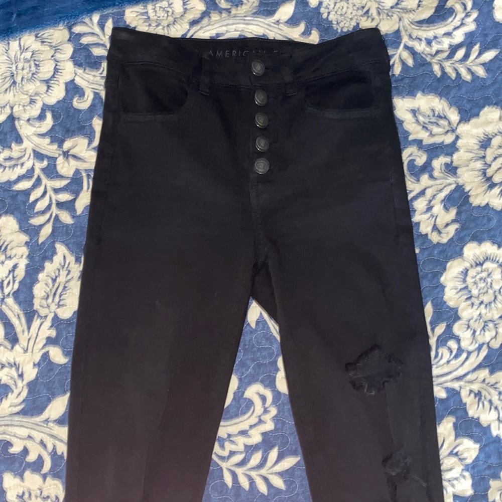 Black High Waisted Ripped Skinny Jeans